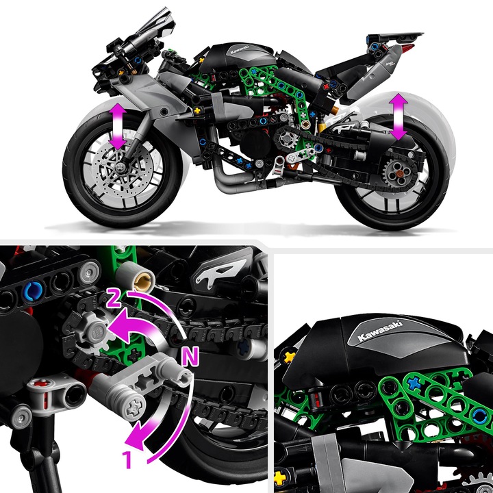 Lego Technic Motocykl Kawasaki Ninja H2R 42170 Zestaw Klocki i Ebook 4w1