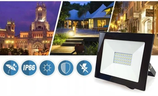 Halogen LED 30W lampa naświetlacz zewnętrzny zimny 6000K 2420LM reflektor