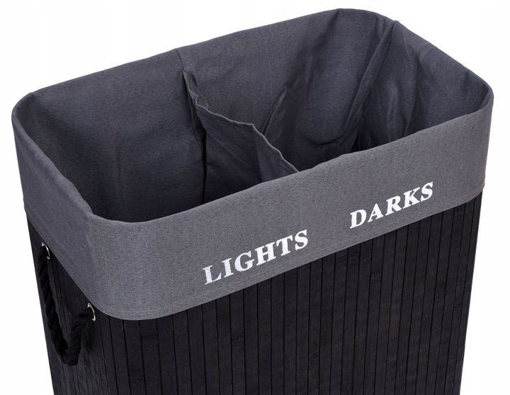 KOSZ NA PRANIE BIELIZNĘ Z BAMBUSA POJEMNIK DO SEGREGACJI KOLORÓW LOFT 100L