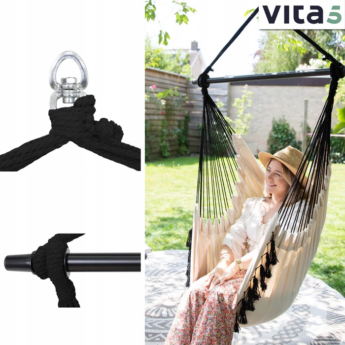 FOTEL WISZĄCY KRZESŁO BRAZYLIJSKIE HAMAK HUŚTAWKA 2 Poduszki + MOCOWANIE