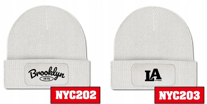 CZAPKA ZIMOWA KLASYCZNA BIAŁA NYC New York Wzory