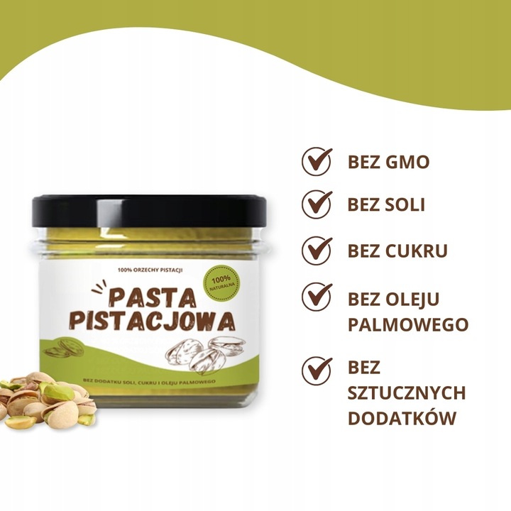 PASTA PISTACJOWA Krem z pistacji Vitafarm 100% naturalna 200g