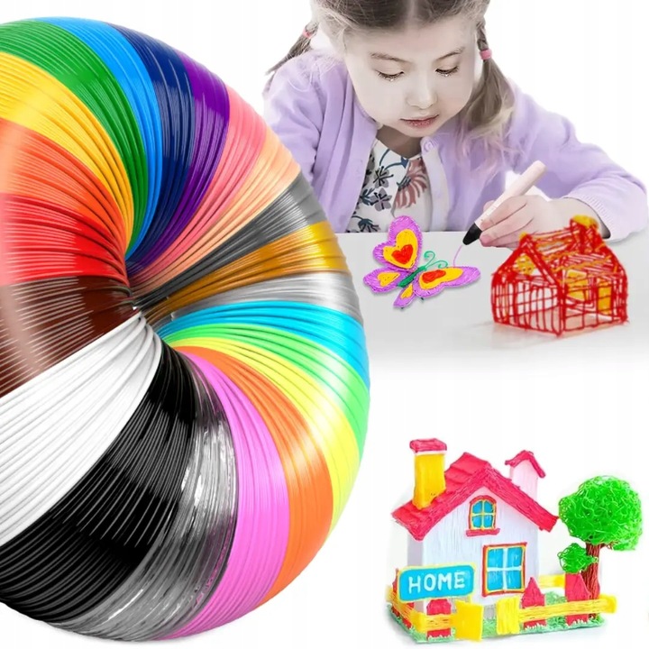 Filamenty Niskotemperaturowe Wkłady PCL do Długopisu 3D 20szt. 100m 20 x 5m