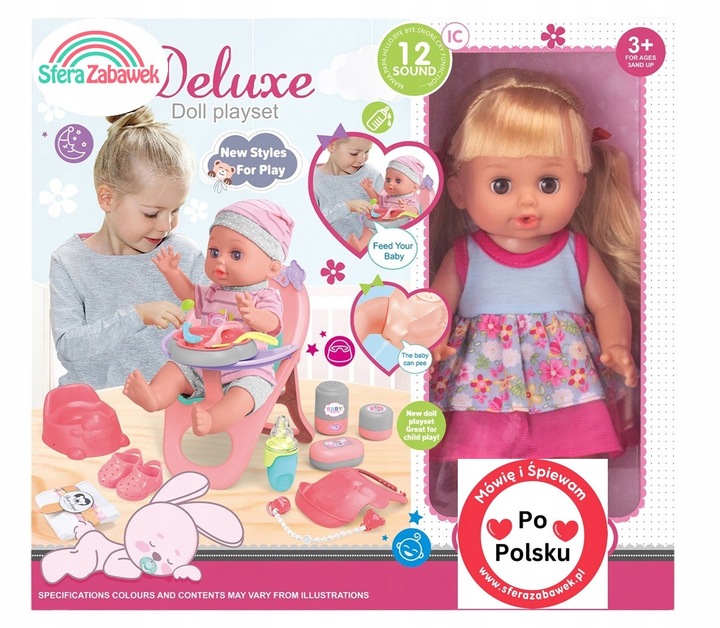 Lalka Martynka bobas pije sika mówi po Polsku krzesełko do karmienia nocnik