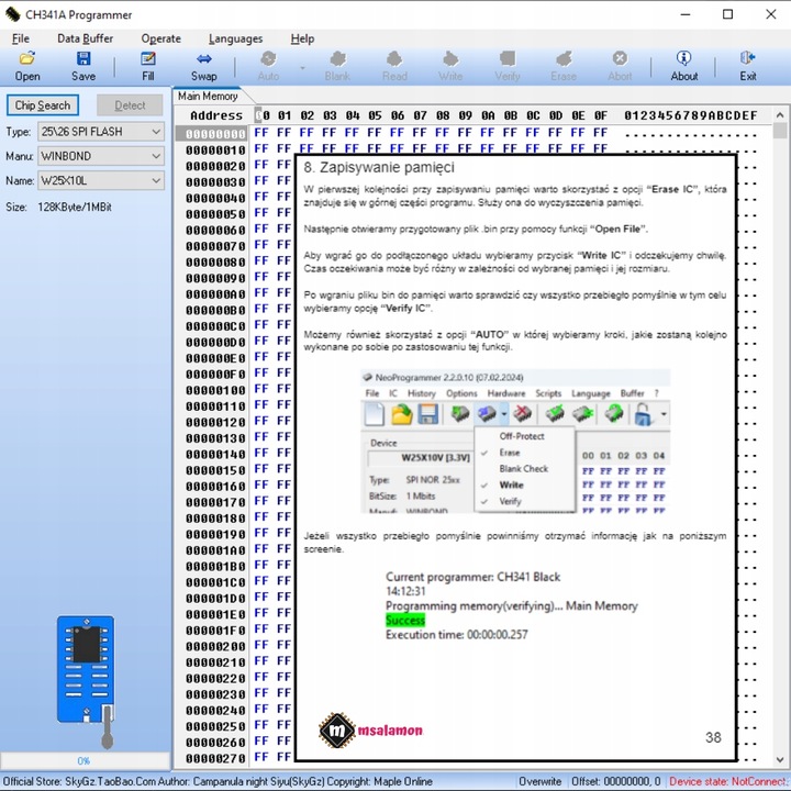 Mega zestaw programator EEPROM i Flash na CH341A pamięci serii 24 25 93 95