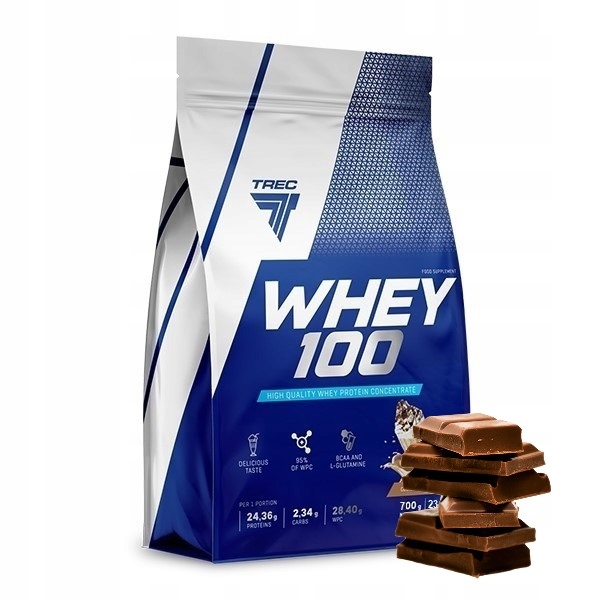 PYSZNE BIAŁKO WPC Trec Whey 100 700g PROTEINY NA MASĘ MIĘŚNIE DO TRENINGU