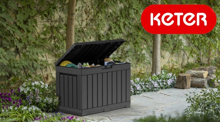 SKRZYNIA OGRODOWA KETER KENTWOOD 190L SCHOWEK SIEDZISKO POJEMNIK ANTRACYT