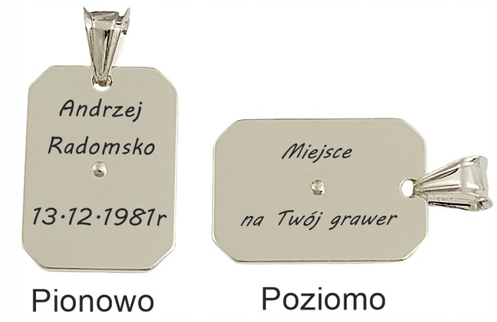 ŁANCUSZEK SREBRNY PANCERKA Z ORŁEM + GRAWER