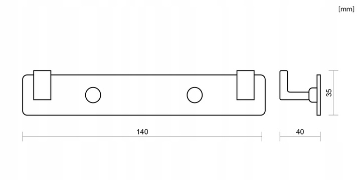 HACZYK WIESZAK NA RĘCZNIKI ŁAZIENKOWY CZARNY PROSTY LOFT SOLIDNY PODWÓJNY