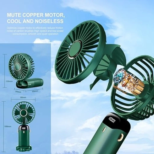 Ręczny Mini wentylator cyfrowy wyświetlacz LCD Zielony