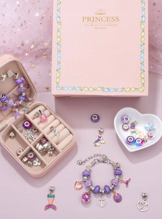 ZESTAW DO ROBIENIA NASZYJNIKÓW BRANSOLETEK KREATYWNY PREZENT DLA DZIECI