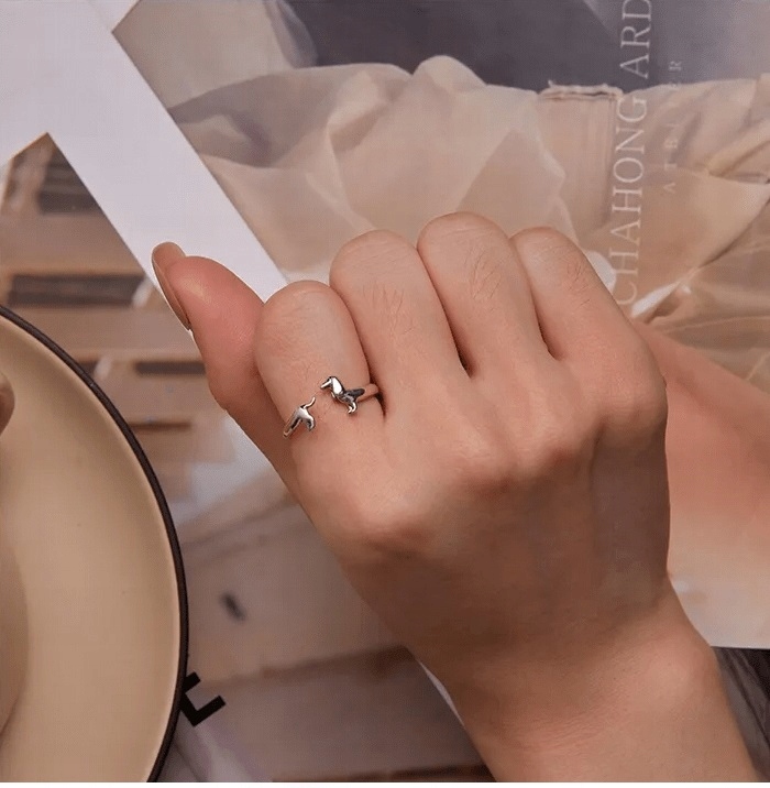 Pierścionek srebrny PIES regulowany s925 +pudełko