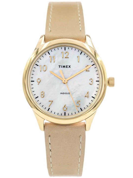 DAMSKI ZEGAREK TIMEX TW2W15800 EASY READER BEŻOWY NA PASKU ELEGANCKI