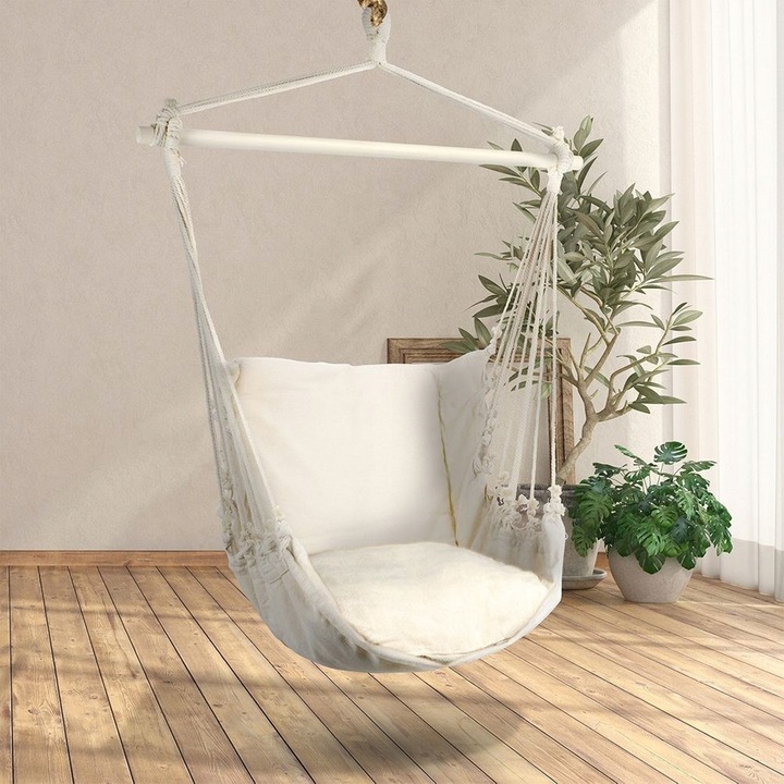 Hamak brazylijski beżowy z poduszką