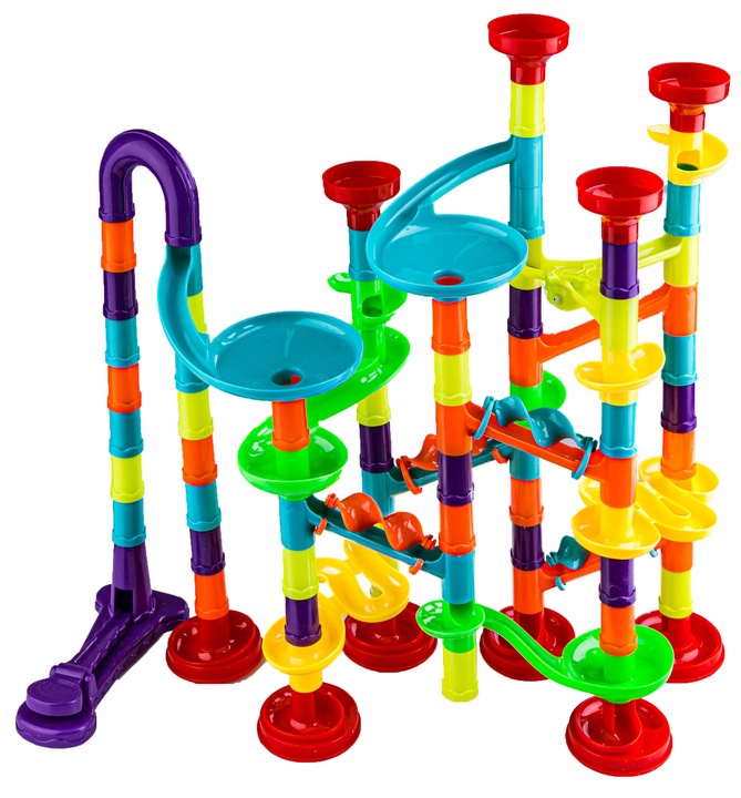 Tor Kulkowy KULODROM ZESTAW 113 el KULKI WYRZUTNIA Zjeżdżalnia dla kulek