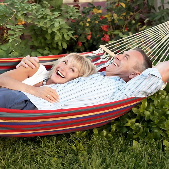 HAMAK OGRODOWY 2-OSOBOWY XXL Z POPRZECZKĄ MOCNY DUŻY HUŚTAWKA + TORBA