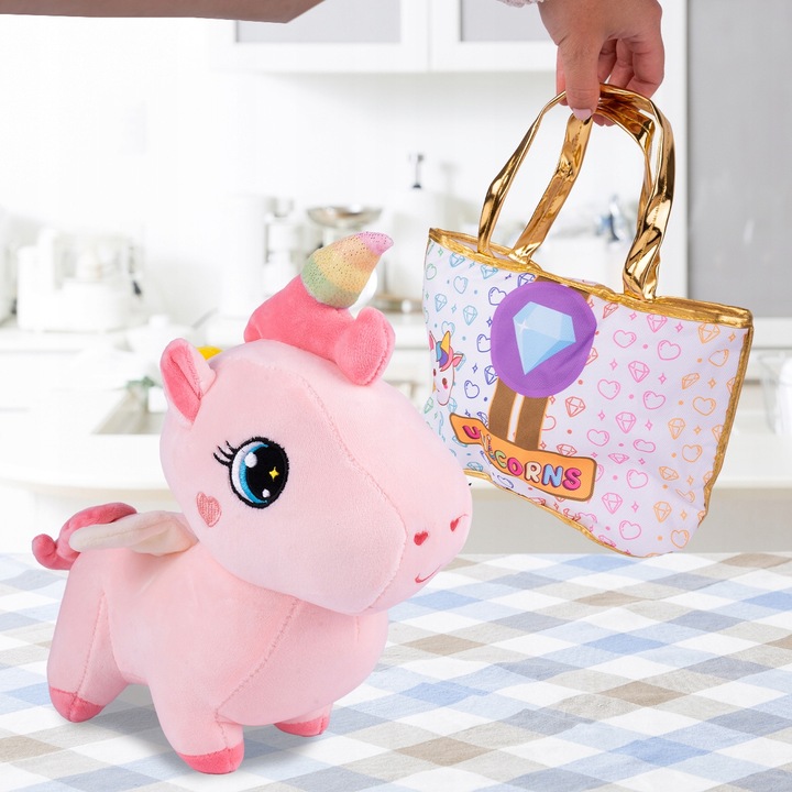 PLUSZOWY JEDNOROŻEC Z TOREBKĄ PLUSZOWA MASKOTKA PRZYTULANKA PLUSZAK UNICORN