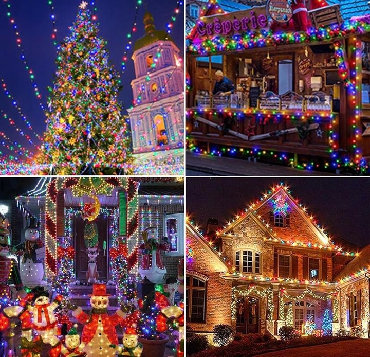 LAMPKI CHOINKOWE ŚWIĄTECZNE SOLARNE 200 LED ZEWNĘTRZNE MULTIKOLOR