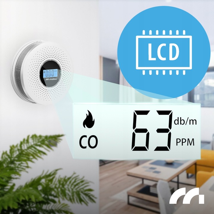 CERTYFIKOWANY CZUJNIK CZADU DYMU TLENKU WĘGLA SAFESENSOR BEZPRZEWODOWY 2w1