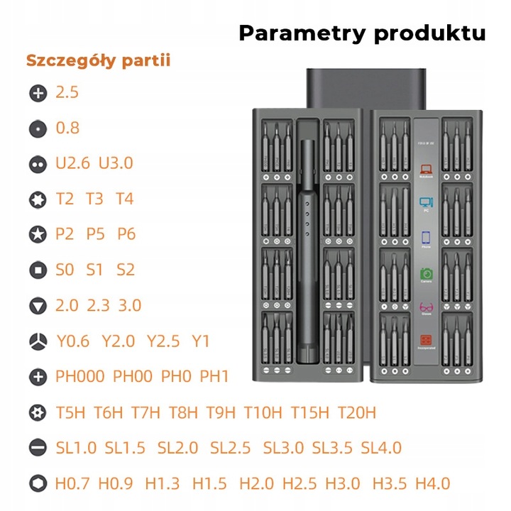 Śrubokręt precyzyjny TurnTech z zestawem końcówek 48 in 1 ALU