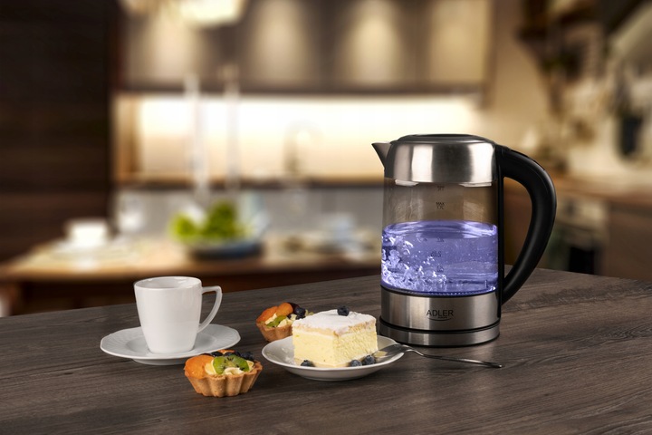 CZAJNIK ELEKTRYCZNY SZKLANY BEZPRZEWODOWY LED 1,7L REGULACJA TEMP 2200