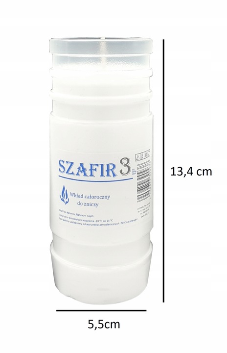 Wkłady do zniczy Parafinowe Szafir3 /14cm + Zapalarka GRATIS