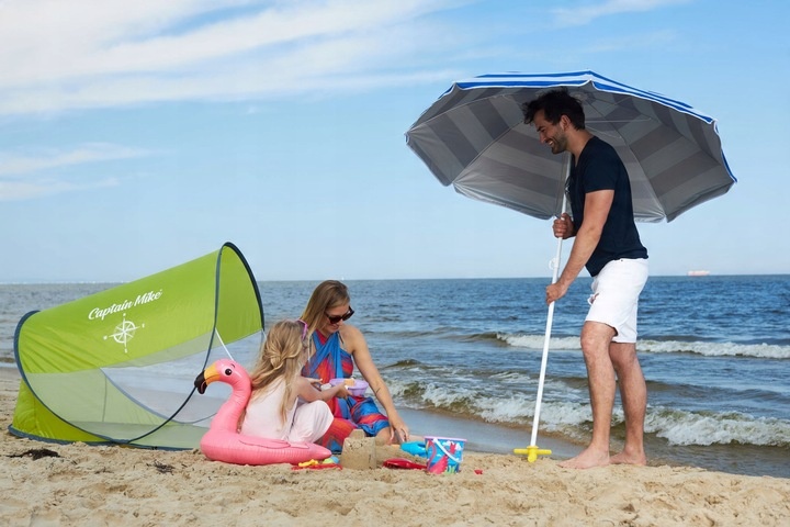Parasol Plażowy Ogrodowy Łamany Filtr UV 50 + Pokrowiec Captain Mike