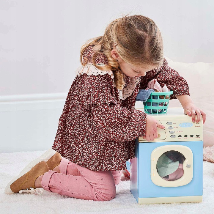 PRALKA DLA DZIECI DŹWIĘK ŚWIATŁO BĘBEN NA BATERIE NIEBIESKA CASDON 30 CM