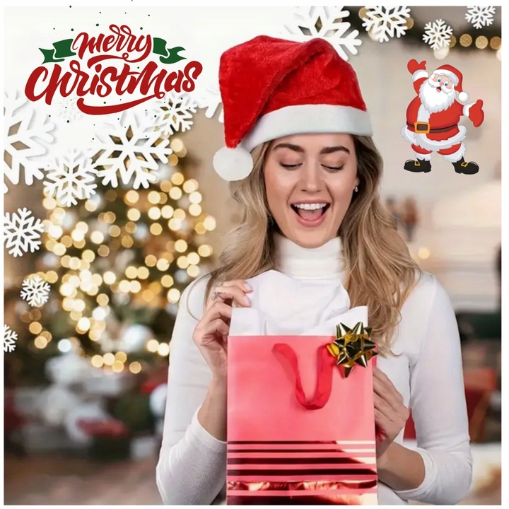 6 x CZAPKA ŚWIĘTEGO MIKOŁAJA z Pomponem Miękka Wysoka Jakość