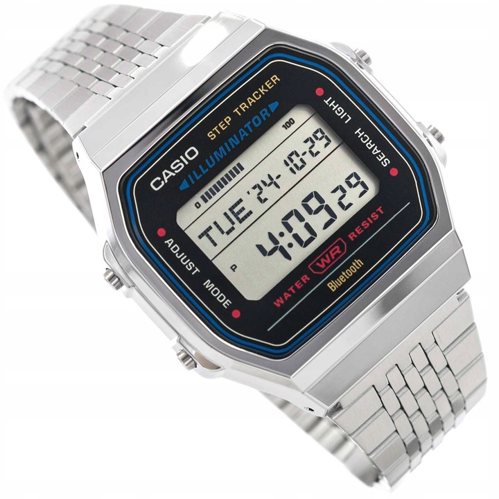 ZEGAREK CASIO ABL-100WE-1AEF VINTAGE SREBRNY BLUETOOH KROKOMIERZ DATOWNIK