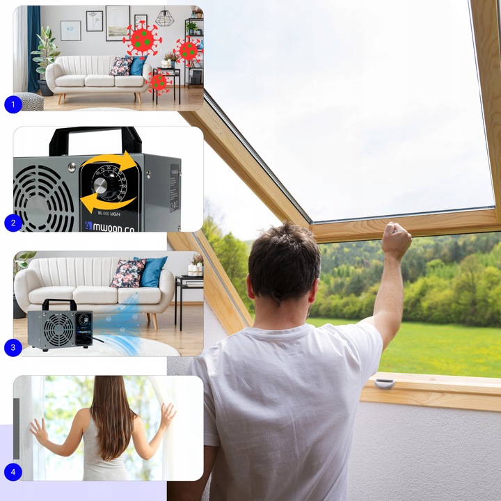 OZONATOR GENERATOR OZONU OCZYSZCZACZ DO POWIETRZA 60 000 mg/h +TIMER 110W