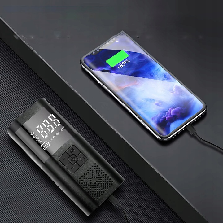 KOMPRESOR SAMOCHODOWY POMPKA DO ROWERU AKUMULATOR 6000 MAH