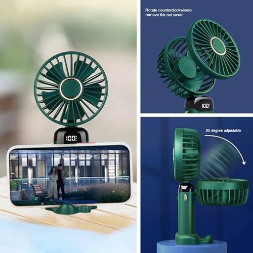 Ręczny Mini wentylator cyfrowy wyświetlacz LCD Zielony