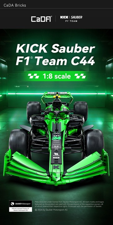 KLOCKI CADA F1 KICK SAUBER TEAM FORMUŁA 1 AUTO WYŚCIGOWE 2553 EL. SKALA 1:8