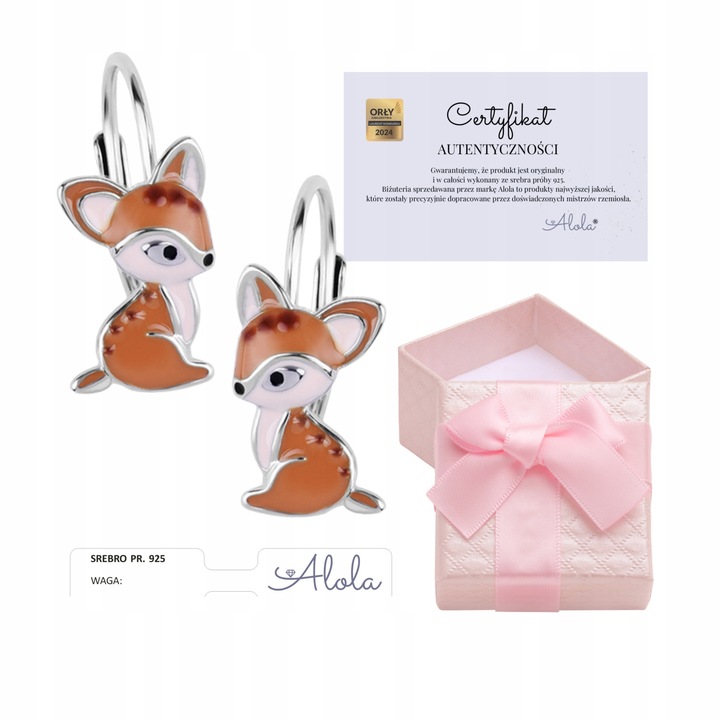 KOLCZYKI SREBRNE DLA DZIEWCZYNKI SARENKA ANGIELSKIE ZAPIĘCIE SARENKI BAMBI