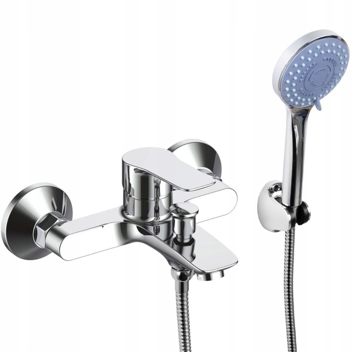 Bateria wannowa ścienna z prysznicem chrom srebrny kran do wanny YOKA HOME