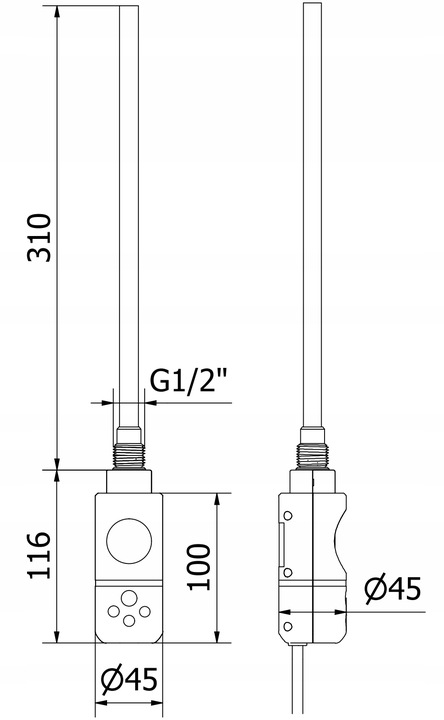 MEXEN FA-I GRZAŁKA ELEKTRYCZNA DO GRZEJNIKA Z TERMOSTATEM 300 W CZARNA