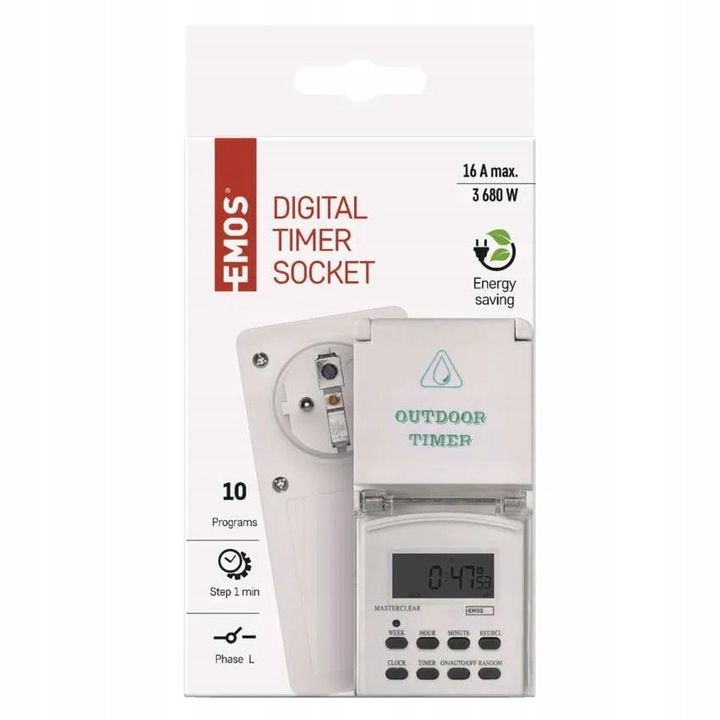 CYFROWY PROGRAMATOR CZASOWY EMOS P5507 IP44 ZEWNĘTRZNY