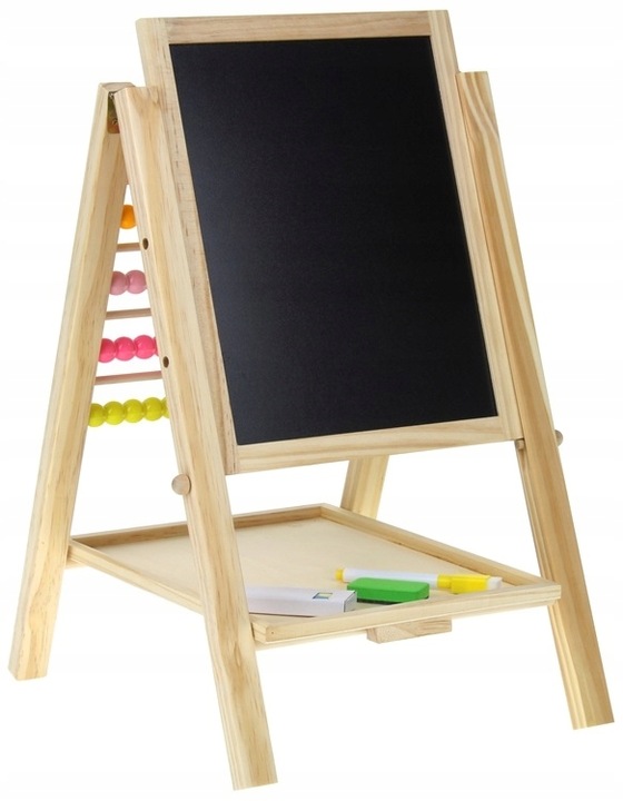 Tablica Drewniana Dwustronna Magnetyczna Kredowa Liczydło + Akcesoria