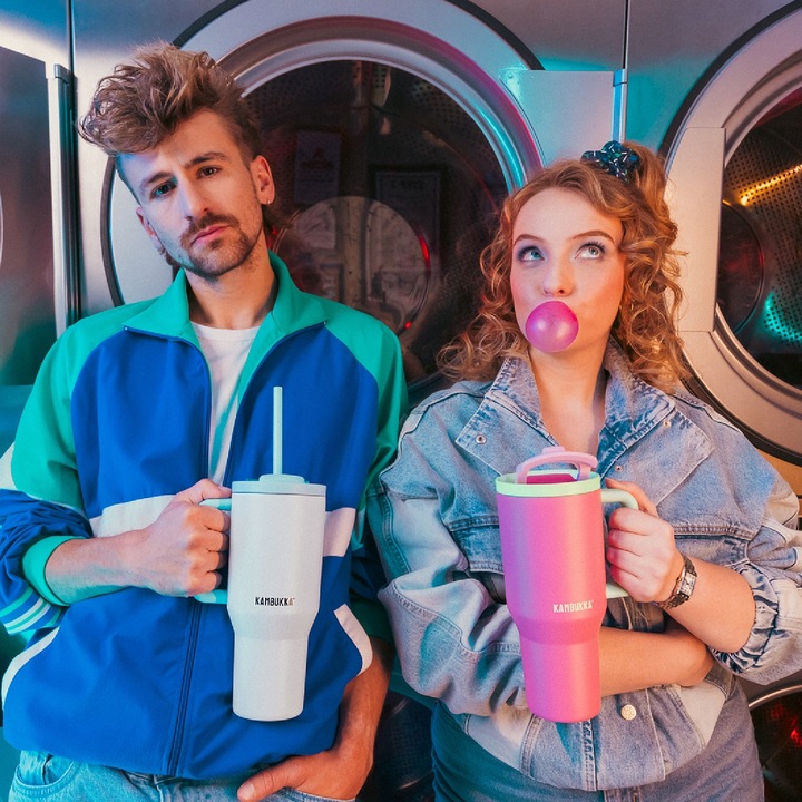 Kubek termiczny ze słomką Kambukka RIO 950 ml - Bubblegum Mint