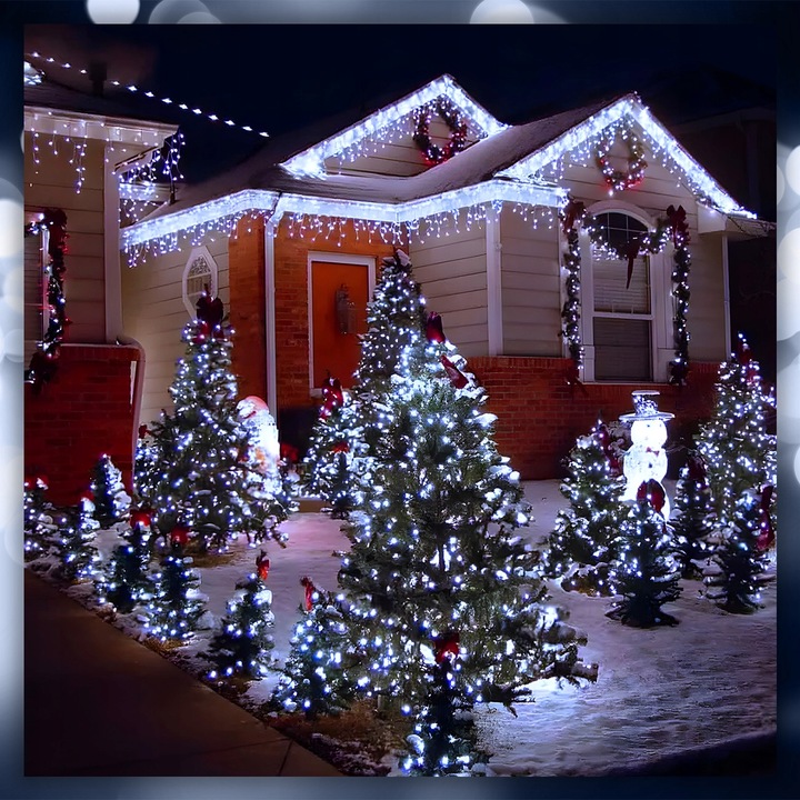 SOPLE LAMPKI CHOINKOWE ZIMNE 300 LED 14,5 M GRUBY KABEL FLASH ZEWNĘTRZNE