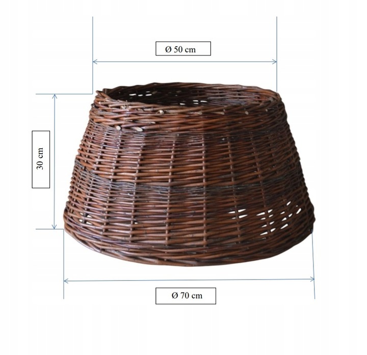 OSŁONA NA STOJAK POD CHIONKĘ WIKLINOWA FI 70 cm , KOSZ POD CHOINKĘ BRĄZOWY