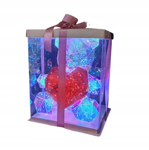 MIŚ ŚWIECĄCY LAMPKA LED USB Z SERCEM 25 CM PUDEŁKO PREZENT WALENTYNKI