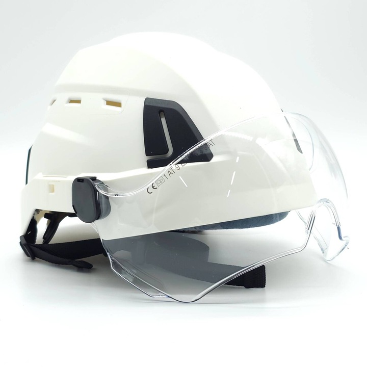 Kask ochronny z okularami zintegrowanymi Hełm wentylowany Protekt Atra V40