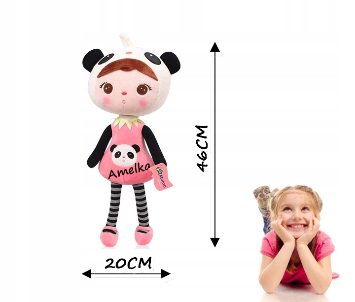 Metoo LALKA szmacianka MIŚ PANDA PERSONALIZACJA METRYCZKA PLUSZAK ZABAWKA