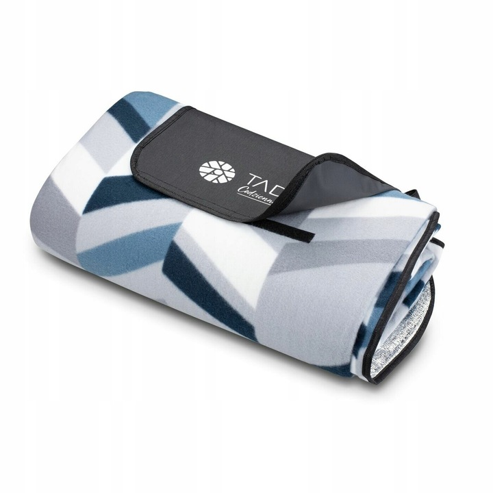 MATA KOC PIKNIKOWY Z TERMO IZOLACJA 200X200CM SZARO GRANATOWY