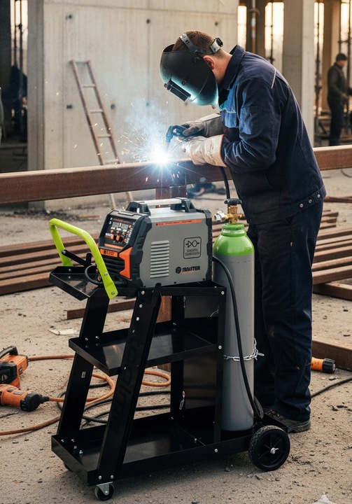 WÓZEK SPAWALNICZY DO SPAWAREK z półką na butle na kółkach TOOLME TM210