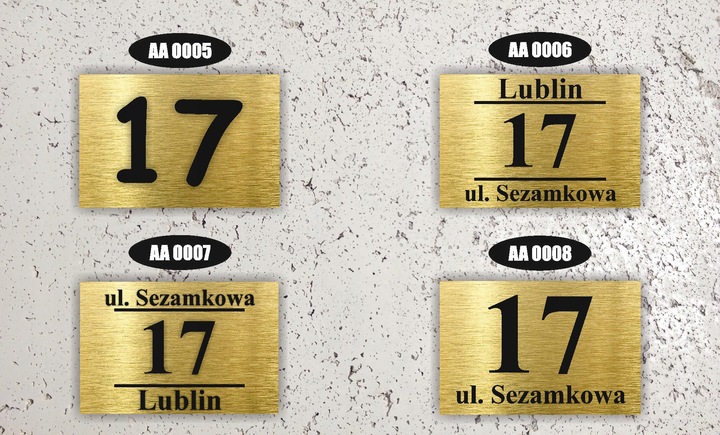 NUMER NA DOM TABLICZKA ADRESOWA Z NUMEREM DOMU 32x21 cm Złota + DYSTANSE