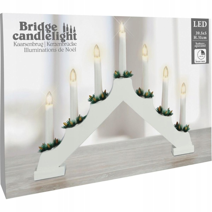 ŚWIĄTECZNY ŚWIECZNIK ADWENTOWY OZDOBA DEKORACJA ŚWIECZKI LAMPKI 7 LED TIMER