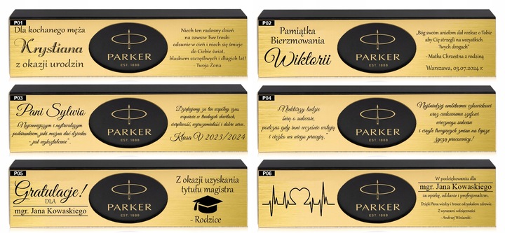 ZŁOTY DŁUGOPIS PARKER JOTTER CZARNY 24 KARATY + PUDEŁKO Z DEDYKACJĄ GRAWER